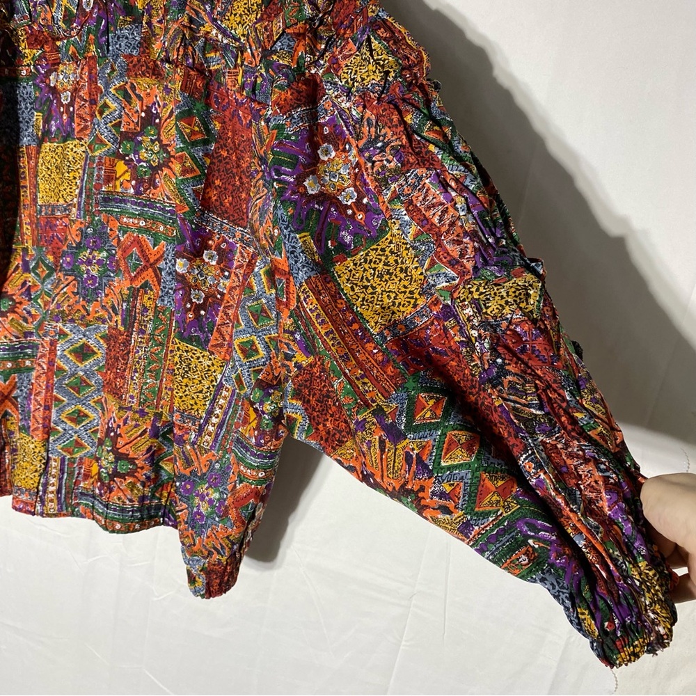 Vintage 90s Handmade All Over Multi Print Zip Front Bomber Jacket XL Streetwear - Picture 14 of 16